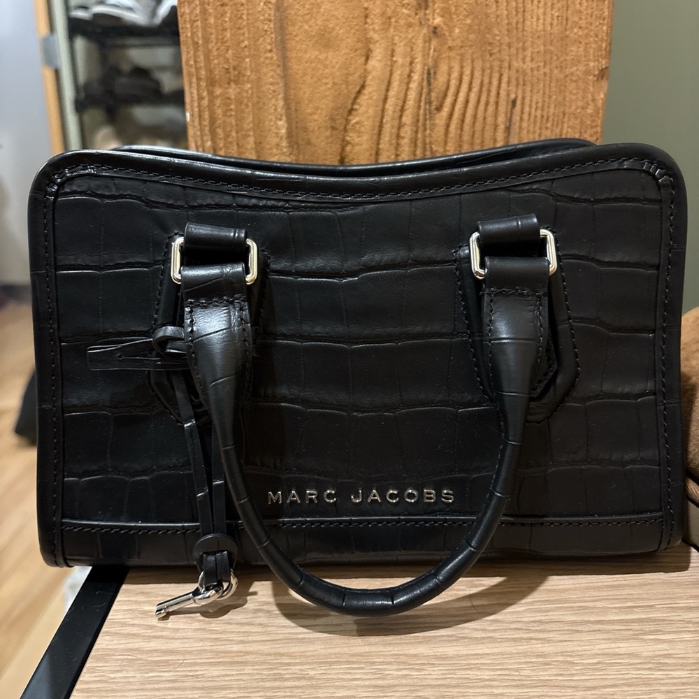 Marc Jacobs Black Croc-Embossed Satchel